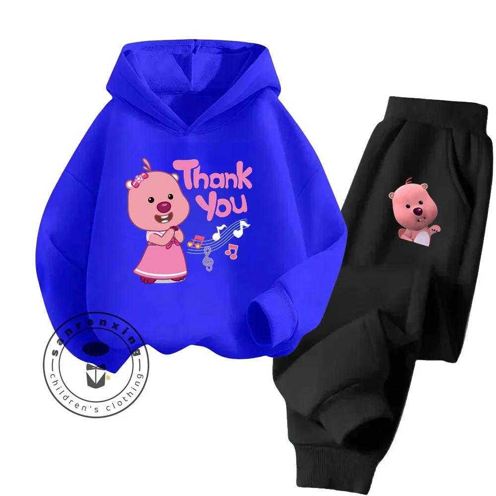 2025 Loppy Cartoon Einfarbiges Hoodie-Set A Hip-Hop-Stil Reines Baumwoll-Kostengünstiges Hoodie-Set Geliebt von Kindern im Alter von 3-14 Jahren