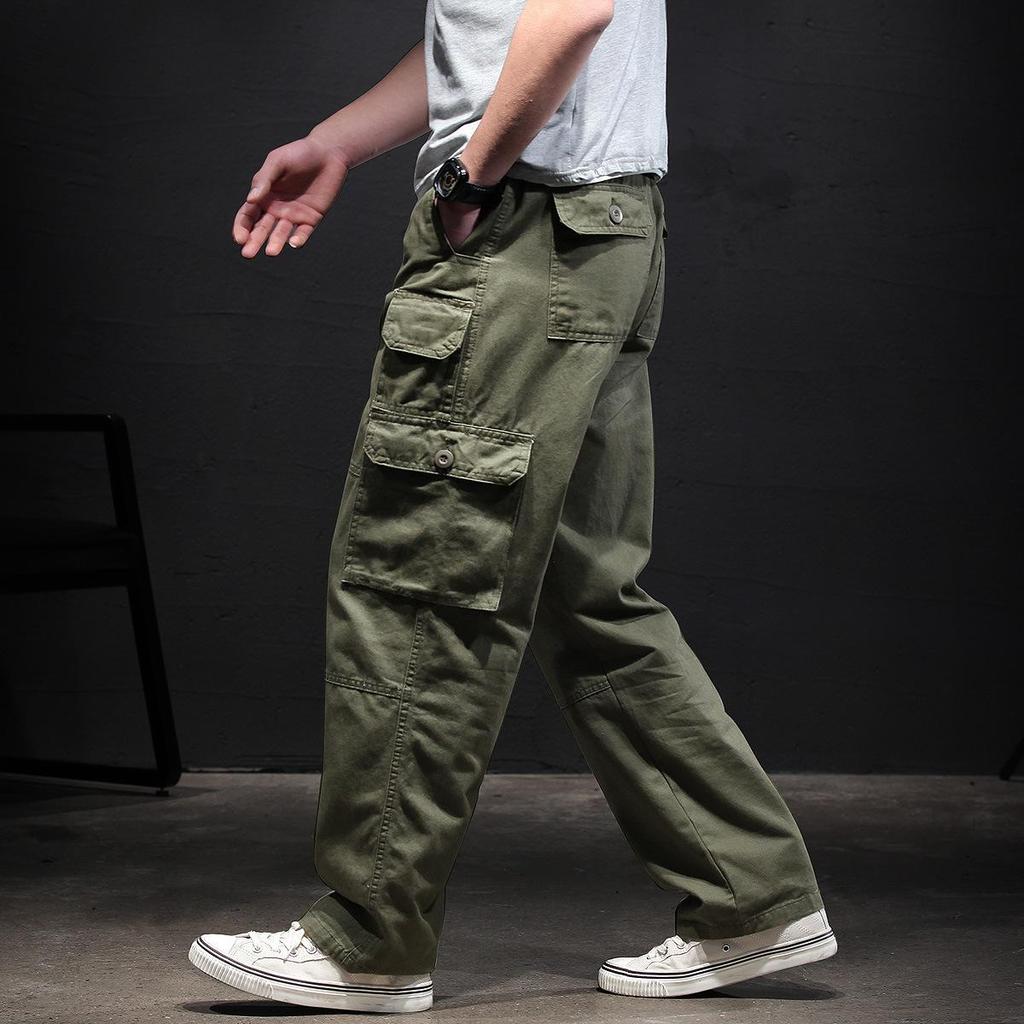 Pantaloni Cargo da Uomo in Puro Cotone Pantaloni Lunghi Casual da Esterno per Primavera, Autunno e Inverno