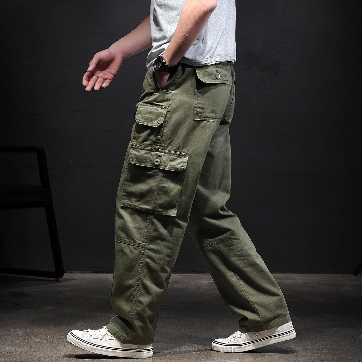 

Men s Pure Cotton Cargo Pants Outdoor Casual Long Pants for Spring, Autumn and Winter 4XL зелений