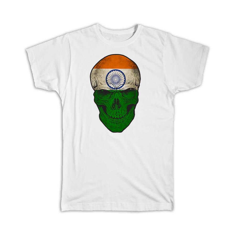 Gift T-Shirt : India Flag Skull Indian National Colors S разноцветный
