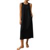 Women's Sleeveless Casual Color Cotton Linen Dress for Summer Everyday Wear