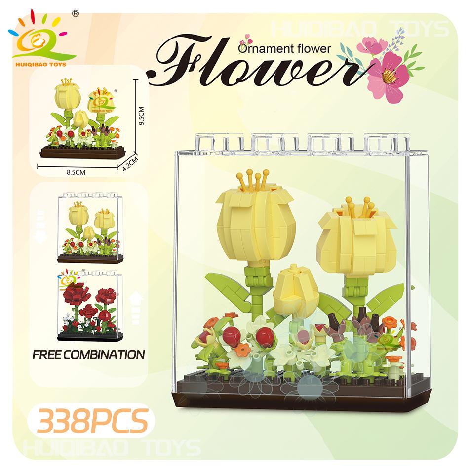 Non-Toxic Moc Bouquet Sunflower Potted Plant Micro Building Blocks Eternal Flower Model Diy Home Desk Decoration Brick Toys Gift