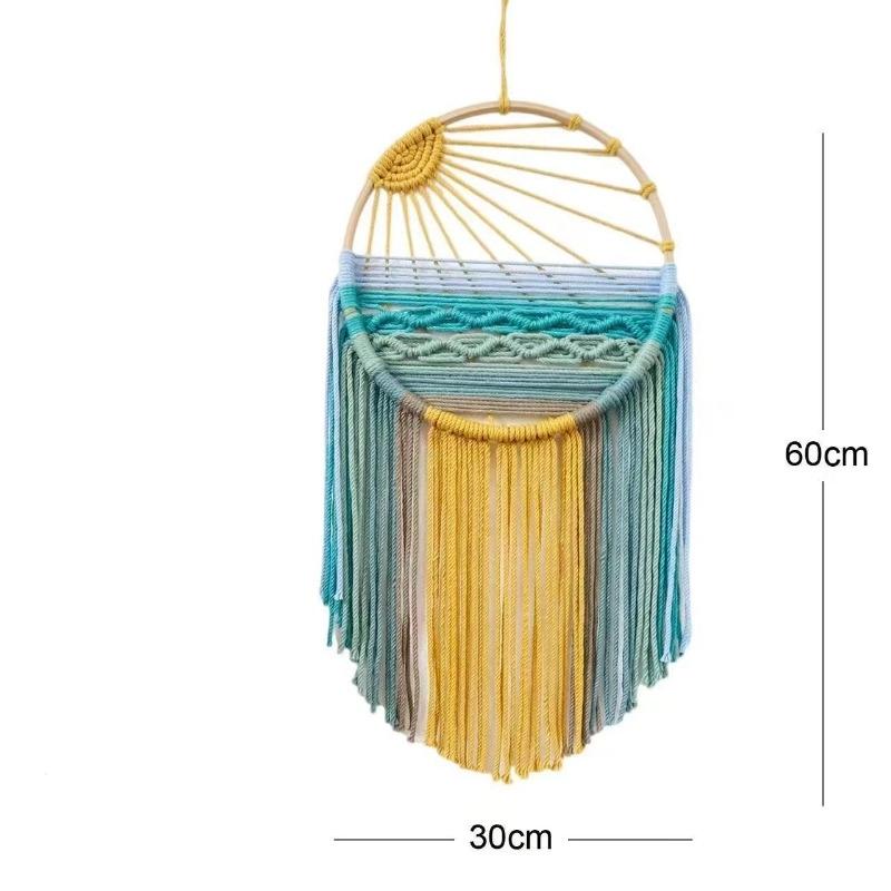 Bohemian Handwoven Wall Hanging Tapestry Fringe Decor Aesthetic Bedroom Art Macrame Boho Chic Home Decoration Accent Piece