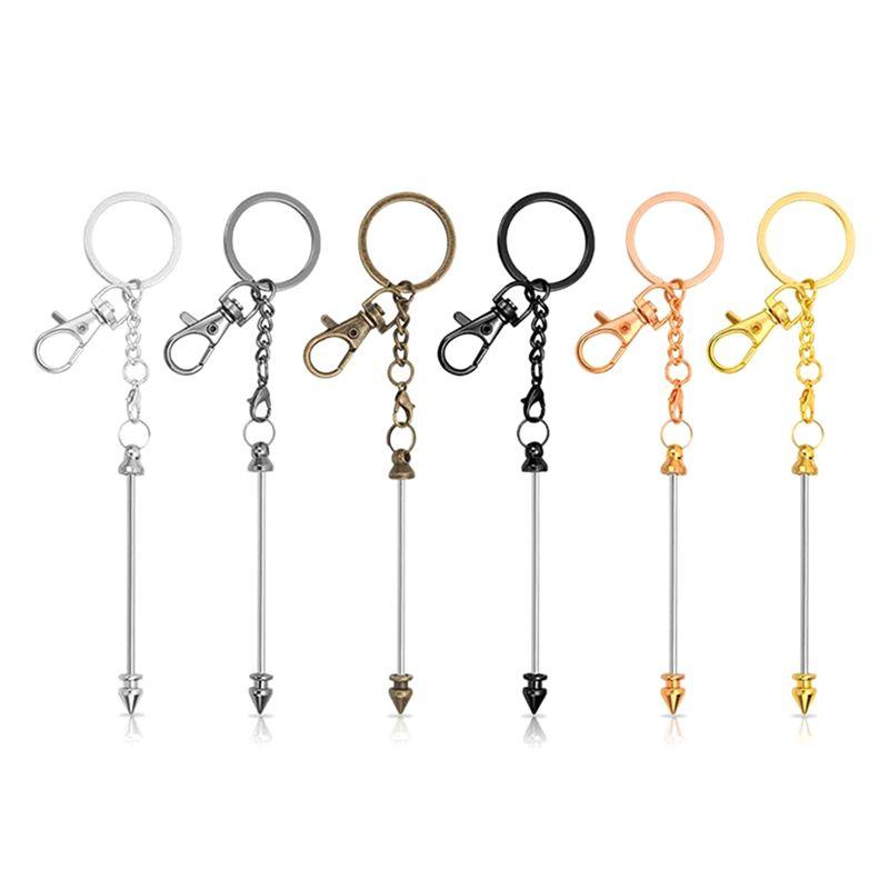 AEE4-6Pcs Beadable Keychain Bars For Beads Blank Keychain Beaded Keychain For Keychain DIY Projects Pendant Making Gift