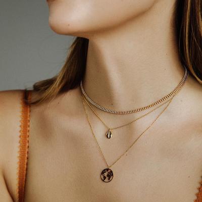 Damenmode Bohemian-Stil Vintage-Karte Halskette Anhänger mehrschichtige Halskette Schmuck