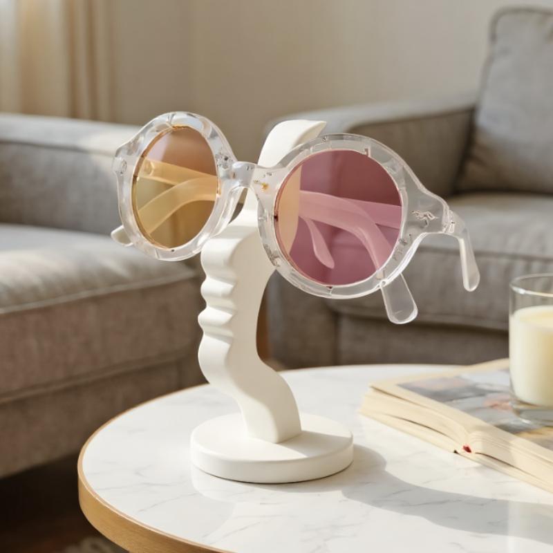 1 Stück Moderner Gebogener Brillenständer | Eleganter Seiten-Gesichtsbrillenhalter, Minimalistisches Schwarzes Design, Schützendes Brillenetui für Schreibtische oder Nachttische, Perfekt