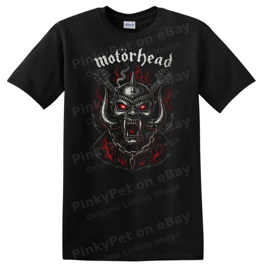 Heavy Metal Skull T Shirt Retro Rock Legend Design w/ Fiery Elements Tee