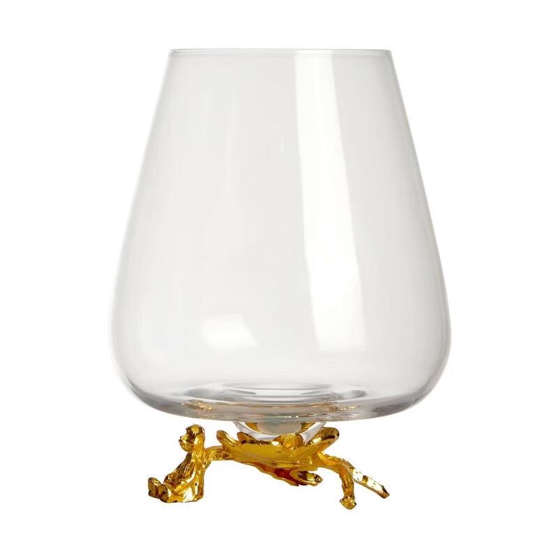 Retro Metal Golden Bear Base Crystal Red Wine Glass