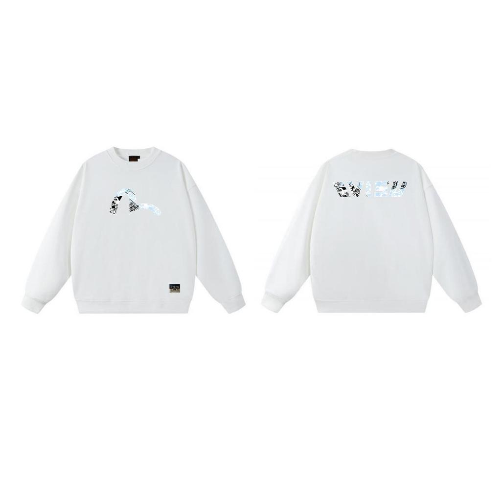 EVISU Fukujin 2025 Autumn Hoodie: Men's Crew Neck Sweatshirt & Women's T-Shirt with New Print Pattern