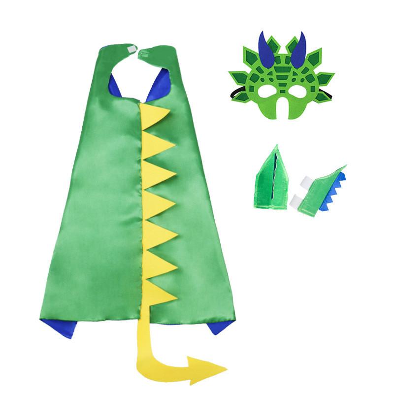 Adorable Children's Dinosaur Cloak And Mask Set For Cosplay And Performance Fun