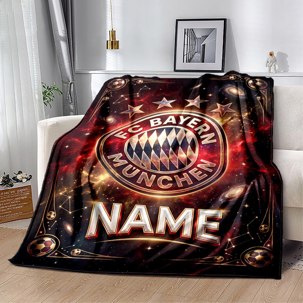 Bayern Munich Galaxy Fan Art Customize Your Name Blanket Throw Customizable Blanket Durable Comfort Suitable for Picnics Office Chair Seaside