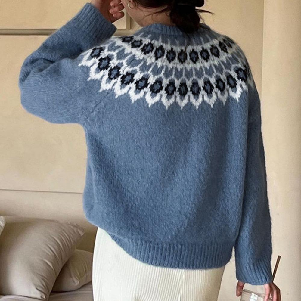 New Autumn and Winter Ethnic Style Long-sleeved Round Neck Loose Versatile and Comfortable Commuter Style Sweater