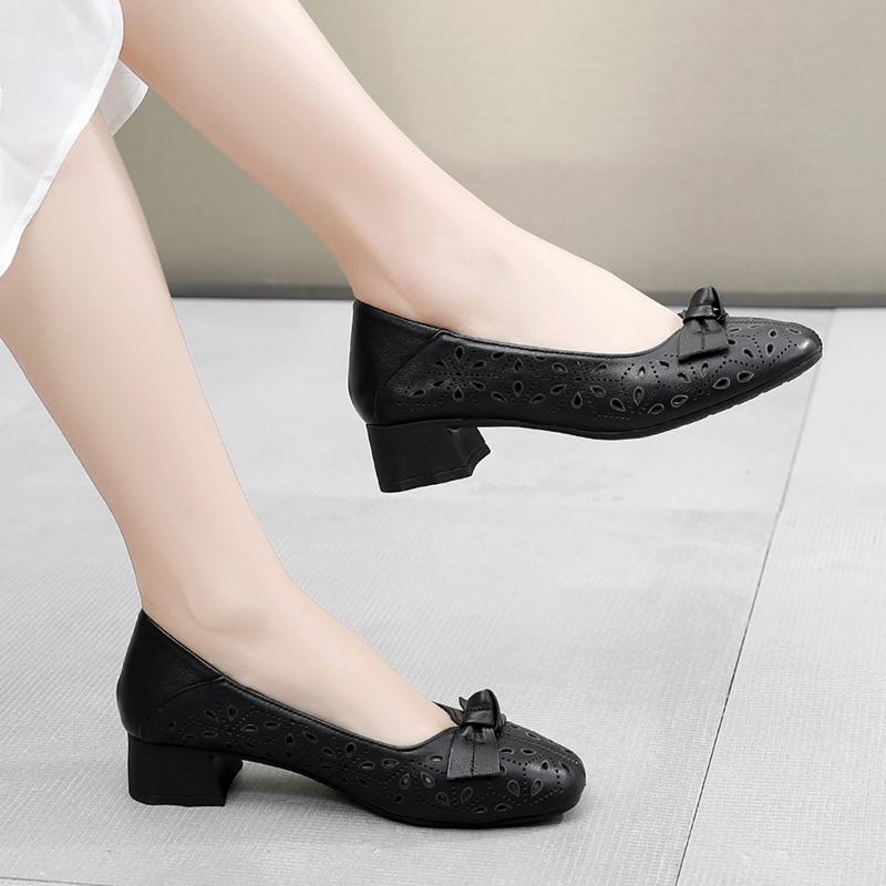 GKTINOO High Heels Dress Shoes Genuine Leather Pumps Women Hollow Out Comfortable Office Shoe Ladies zapatos mujer