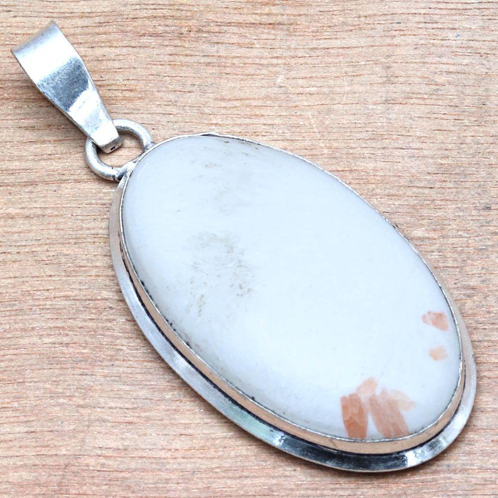 Pendant Scolecite Gemstone Handmade Gift For Her Silver Jewelry 2.25"