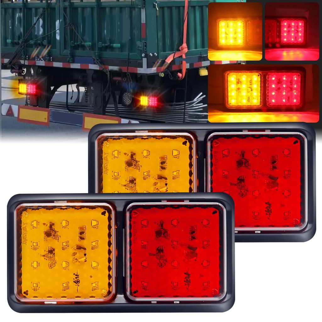 Aoling LED Square Trailer Truck Tail Lamp 24V Bicolor Truck Tail Light Yellow Red
