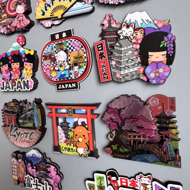 Japanese Refrigerator Sticker Tourist Souvenir Mount Fuji Cherry Blossom Rattan Thunder Door Lantern Fridge Magnets Gifts