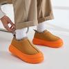 Color matching thick-soled bag head snow slippers for men and women, velvet in autumn and winter to keep warm, lazy people wear bags and cotton shoes