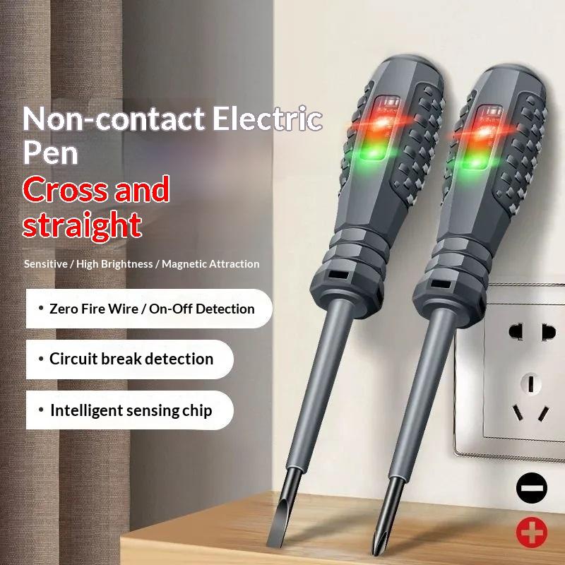 2-In-1 2Pc Screwdriver Electricity Detector High Torque Strong Magnetic Voltage Test Pen Screwdriver For Electricity Detection