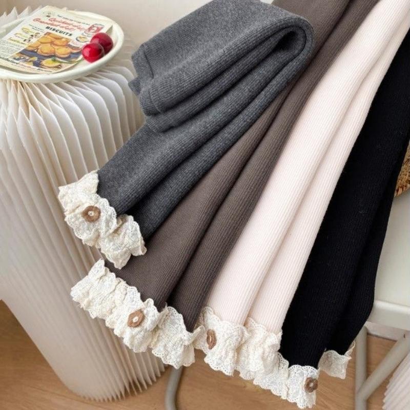 Baby Girls Thermal Leggings Spring Autumn Winter Kids Lace Flower Cute Simplicity Tight Trousers Children Skinny Pants