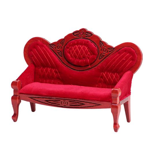 

Креатив 1:12 украшенных милых винтажных тканевых диванов, стульев, игровых принадлежностей для дома, деревянная модель темно-красного