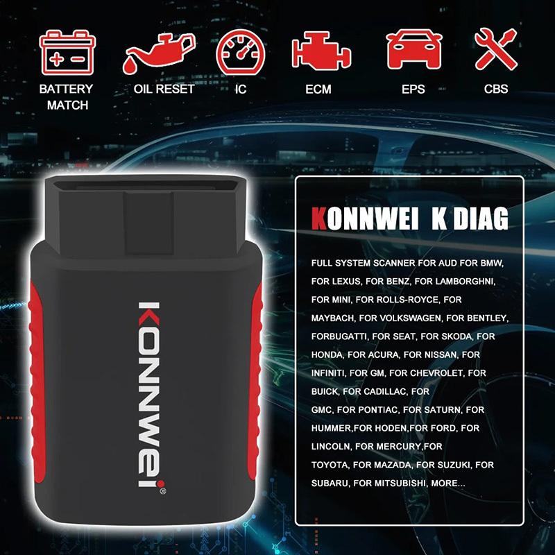2026 KONNWEI KDIAG Scanner Auto Complet Système Réinitialisation SAS EPB Service Programmeur ECU Outil de Diagnostic Auto OBD OBD2 pk Thinkdiag MINI
