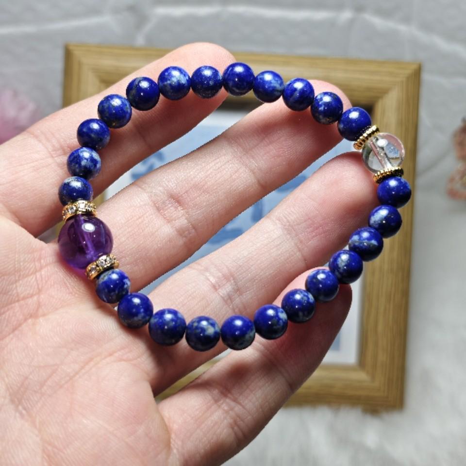 Original Natural Lapis Lazuli & White Crystal Chinese Style Bracelet - Elegant Gift for Besties