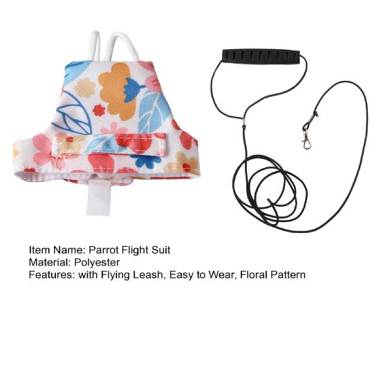 Çiçek Desenli Papağan Uçuş Giysisi Kuş Koşumu Güvenli Dış Mekan Yürüyüşleri İçin Uçuş Tasmalı Papağan Kıyafetleri Kakadu Sevgi Kuşu Kullanımı