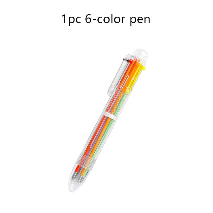 

1/3/6/12pcs Transparent Cartoon Ballpoint Pen 6-in-1 Creative Cute Colorful Swivel Supplies School & Office Supplies TMZ