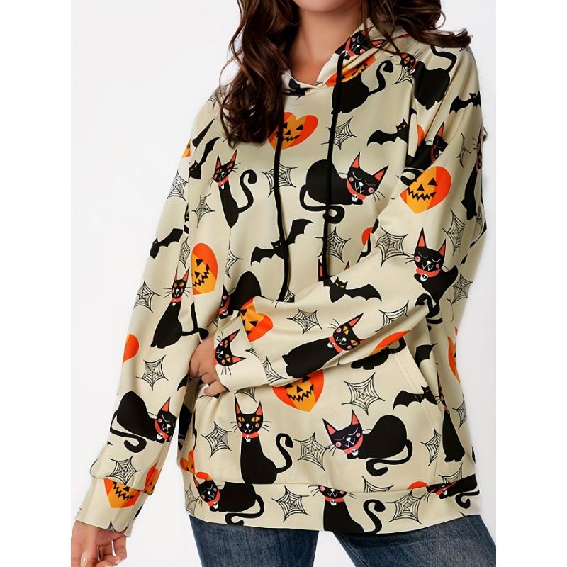 2025 Damenoberteile Herbst- und Winter-Hoodies Damen Lockerer Mexikanischer Tag der Toten Druck 3D-Druck Mode Lässiger Pullover-Hoodie