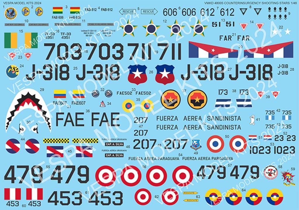 Vespa Model Kits 1/48 Latin American T-33 Shooting Star [COIN Aircraft] Plastic Model Decal VMKD48005 (Airplane)