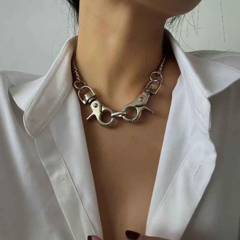 Fashion Stainless Steel Hip-Hop Pendant Creative Necklace Men Women Personality Powerful Keychain Elegant Jewelry Accessories