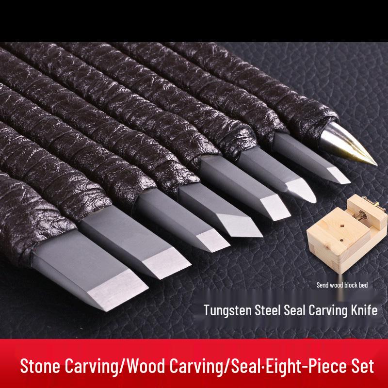 Handmade Wood & Stone Carving Tool Set for Beginners - Tungsten Steel Engraving Knives