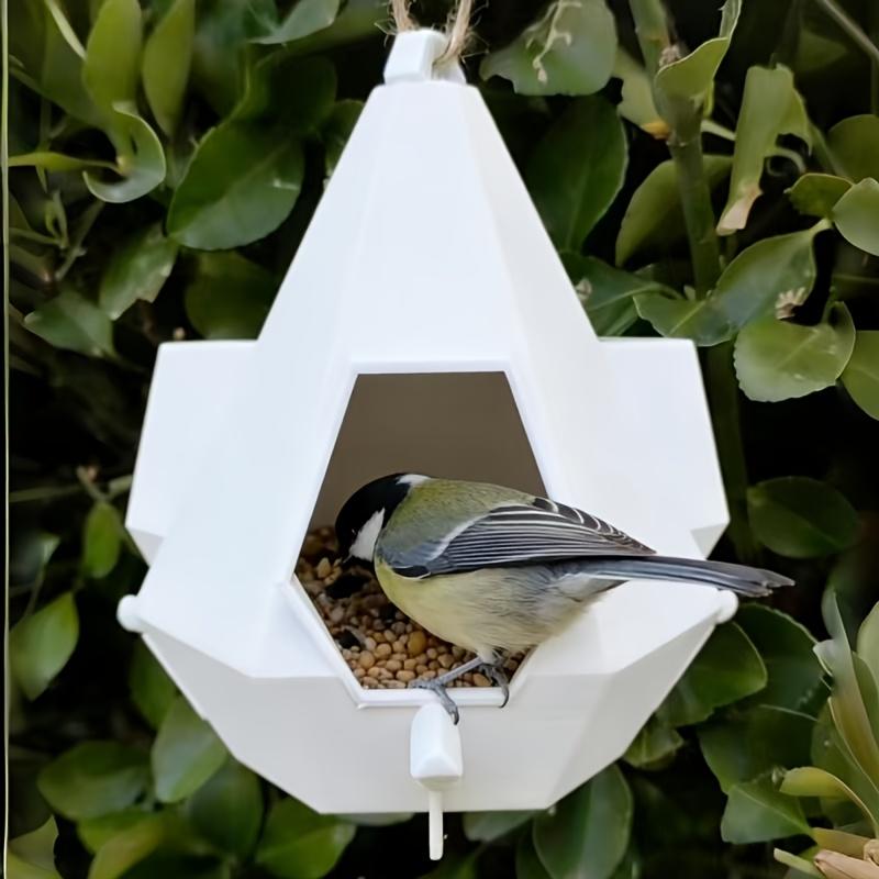 1pc Cyberpunk Style Bird Feeder, 3-Door & Single-Door Plastic, Lightweight Outdoor Garden Birdhouse In Black & Green Bird Feeder