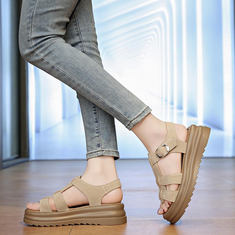 Damskie Sandały Rzymskie na Grubej Podeszwie Platformie Casual Dziewczęce Zwiększające Wysokość Letnie Buty z Odkrytymi Palcami Plus Size