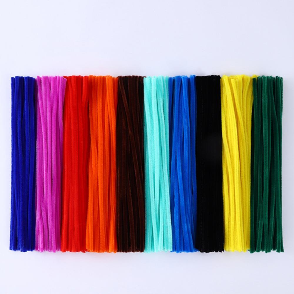 100pcs Plush Tinsel Stem DIY Strips Twist Bar Educational Toys Plush Wired Twist Sticks  Handcraft
