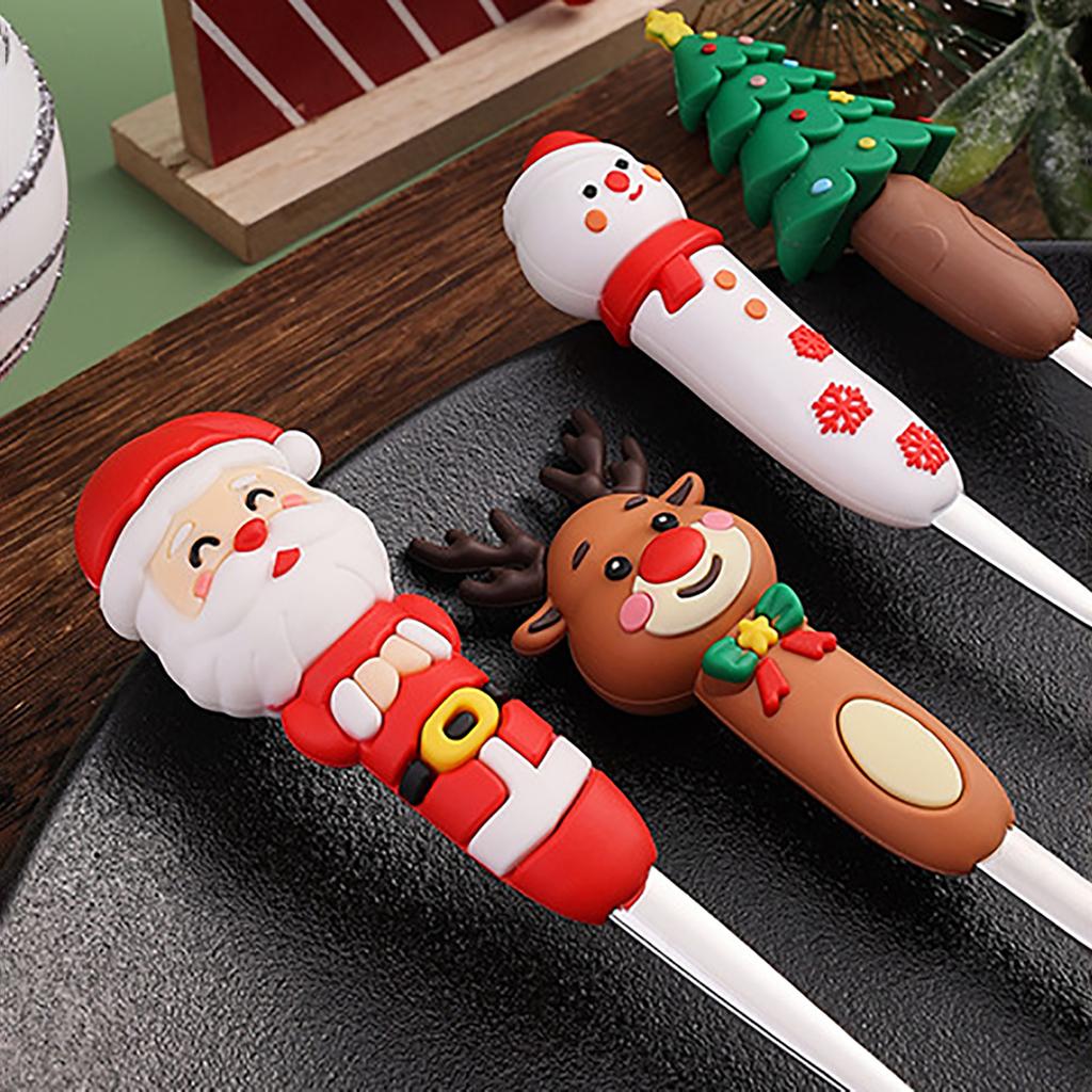 6pcs Stainless Steel Christmas Dinnerware Set Cake Fork Coffee Spoon Party Tableware Christmas Tree Moose Snowman Fork Spoon Set