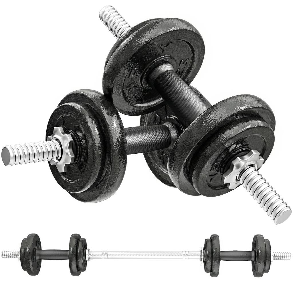 Dumbbell Set 2-in-1 Dumbbells Barbell Adjustable Up To 20 KG with Non-Slip Grip for Home Strength Training, Gray