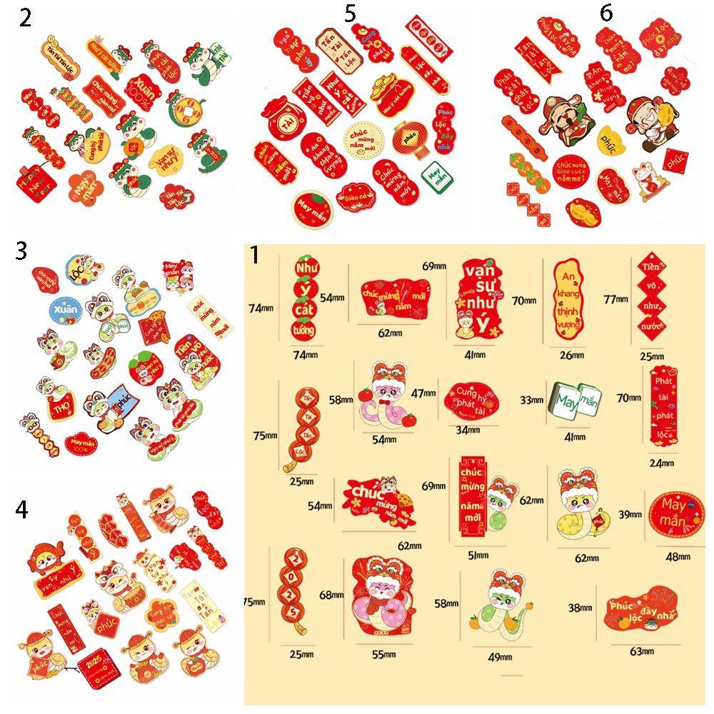 18Pcs Blessing Words Chinese New Year Pendant Snake Year Hanging Card  Party Supplies