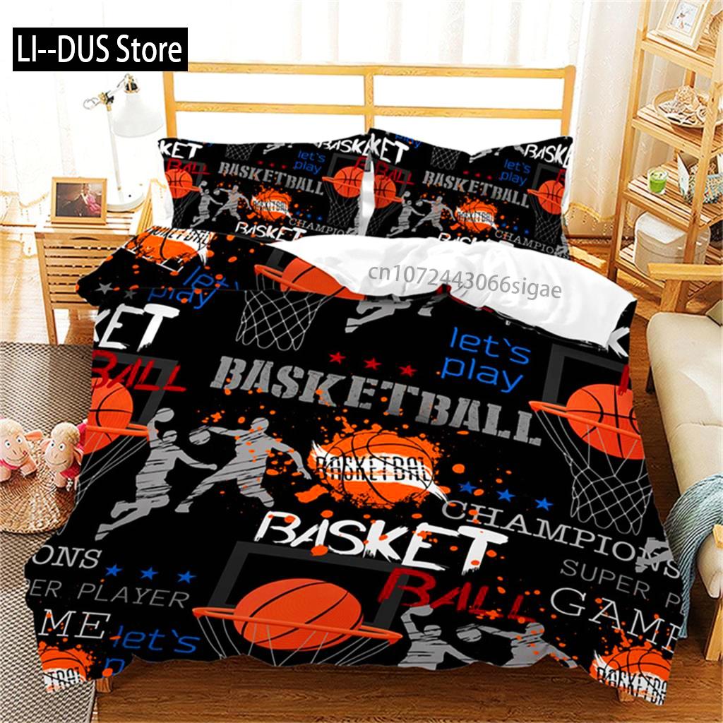 Duvet Cover Basketball Player Queen Bedding Set Microfiber Competitive Sports Game Comforter Cover For Kids Teen Bedroom Decor