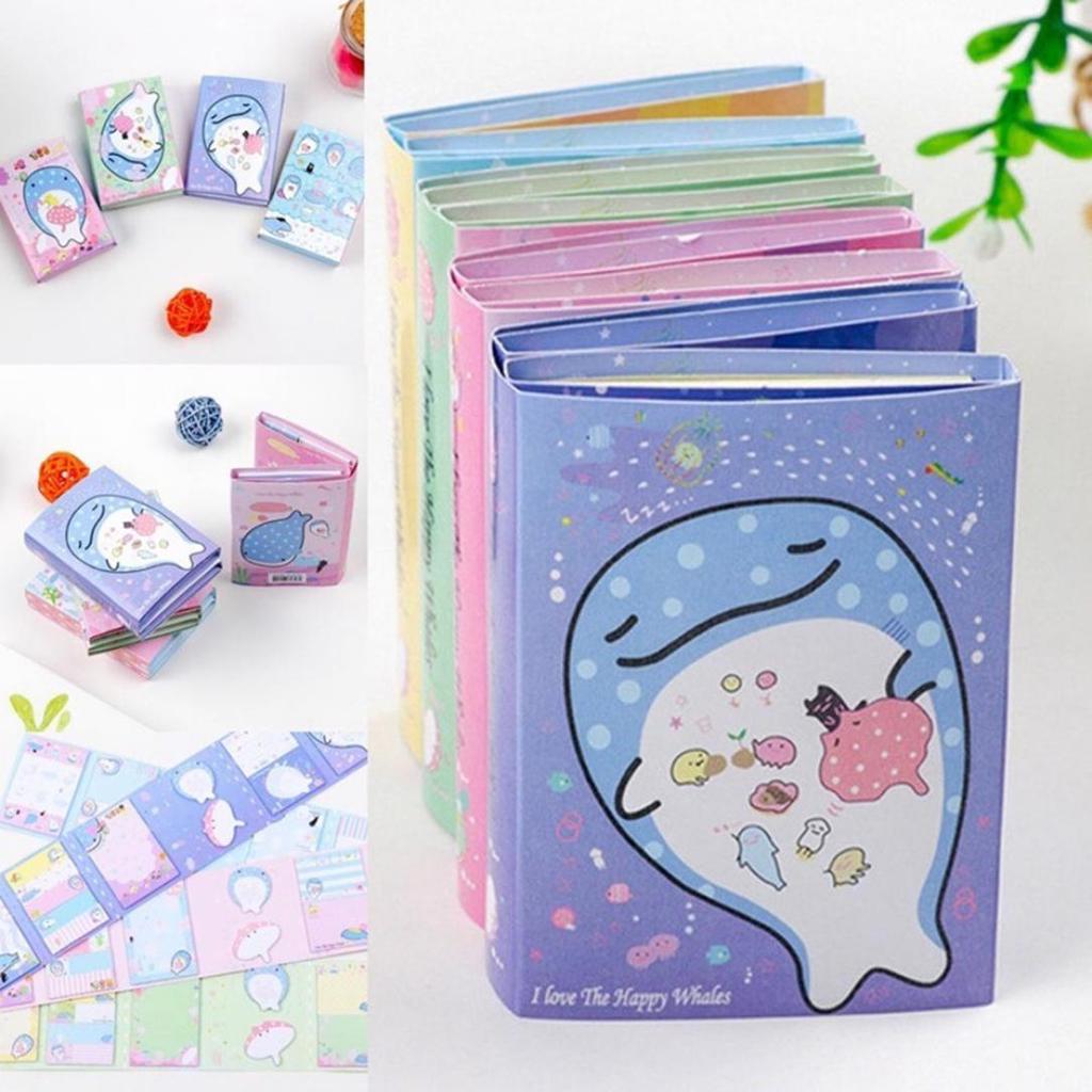 Cute Bookmark Gift Whale Foldable Sticky Notes Memo Paper Sticker