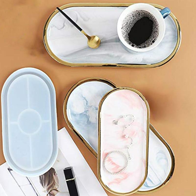 DIY Oval Mold Ashtray Mold Coaster Flexible Silicone Tray Mold Polygon Epoxy Resin Casting Molds Plaster Mold DIY Craft Tool