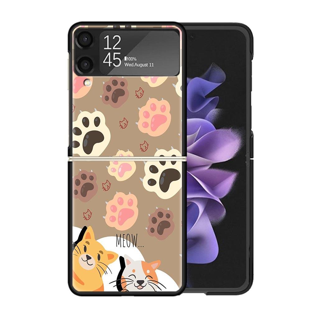 Cat Footprint Funny Paw Cute Clear Phone Case For Samsung Z Flip 7 6 5 4 3 Galaxy ZFlip7 ZFlip6 ZFlip5 ZFlip4 ZFlip3 5G Print Co
