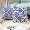 Peach Skin Pillowcase Blue and White Porcelain Geometric Print Abstract Sofa Cushion Cover Office Waist Pillow Cover
