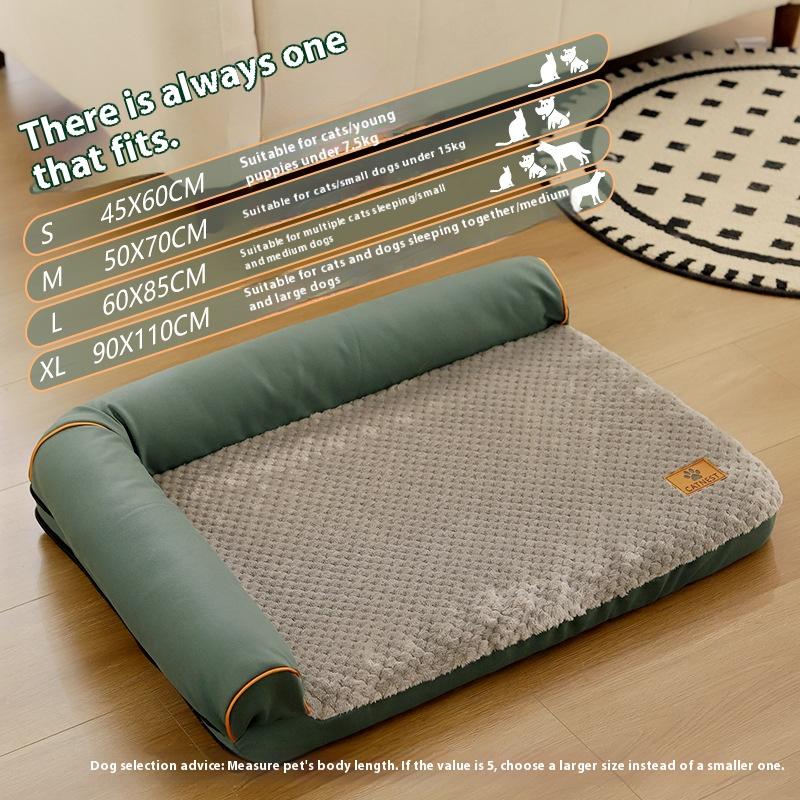 Soft Warm Dog Bed with Bolster Pet Bed Removable Washable Four Season Plush Cushion Comfortable Cats Dogs Cushion Pets Supplies