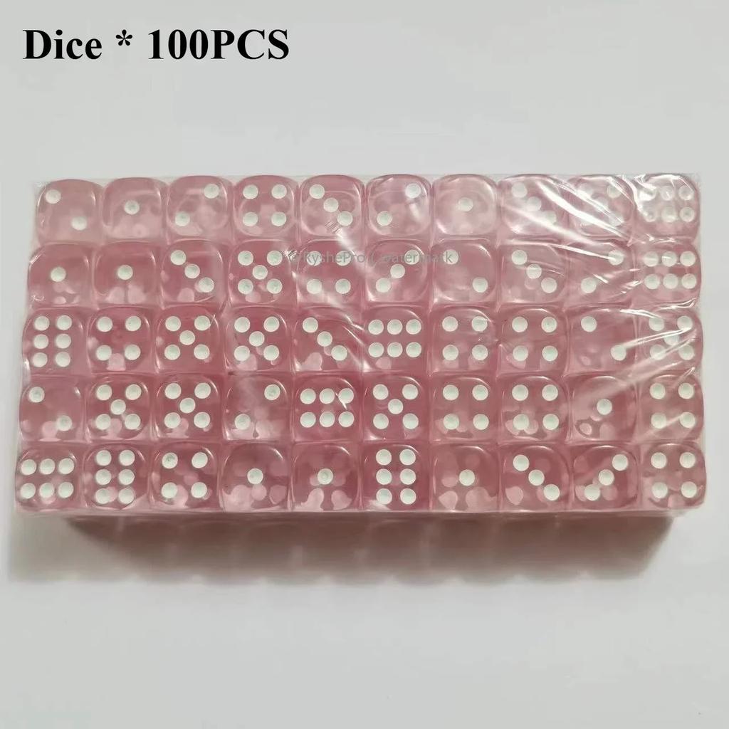 100 Pieces Colored Dices 14mm 6 Sided with Acrylic Material Standard Game Dice Set for Board Games Parties Classroom Math Dice