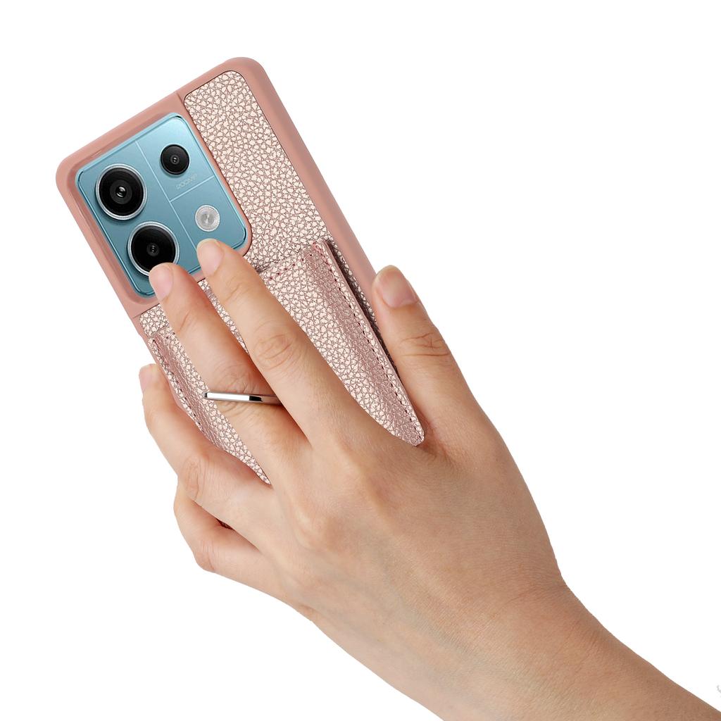 For Xiaomi Redmi Note 13 5G Case Drawing Type Card Slots Litchi Texture Leather Back Cover with Ring Kickstand