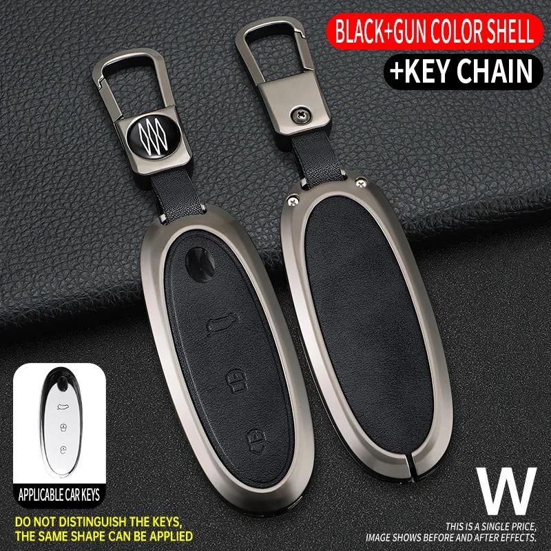 2024 Zinc Alloy+Leather Car Key Case Cover Shell For Dongfeng NAMMI 01New Engery High Level Keychain Protective Accessories