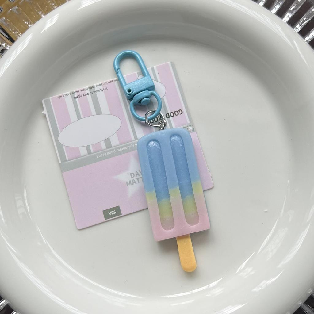 Elegant Popsicles Shaped Keychain Gradient Color Ice Lolly Keyring Pendant Fashion Bag Ornament for Women and Girls