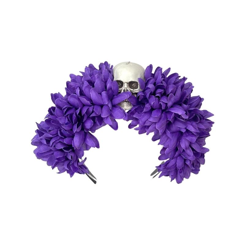 Spiders Flower Hairband Soft Fabric Comfortable Day of the Death Hairband for Halloween Parties Costume Event Daily Wear