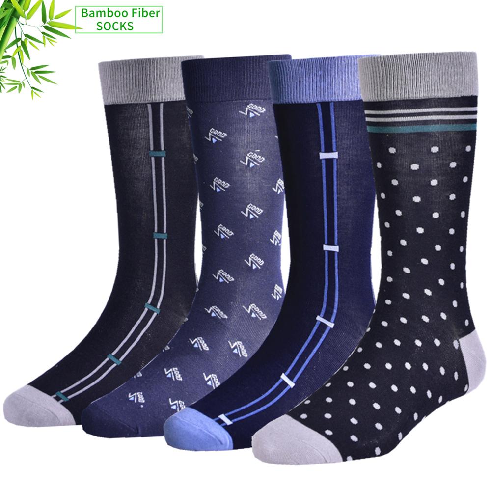 

4 пары мужских носков из бамбукового волокна, высококачественные дышащие, удобные, эластичные носки для деловой повседневной одежды US(8.5-13) EU(40-46)